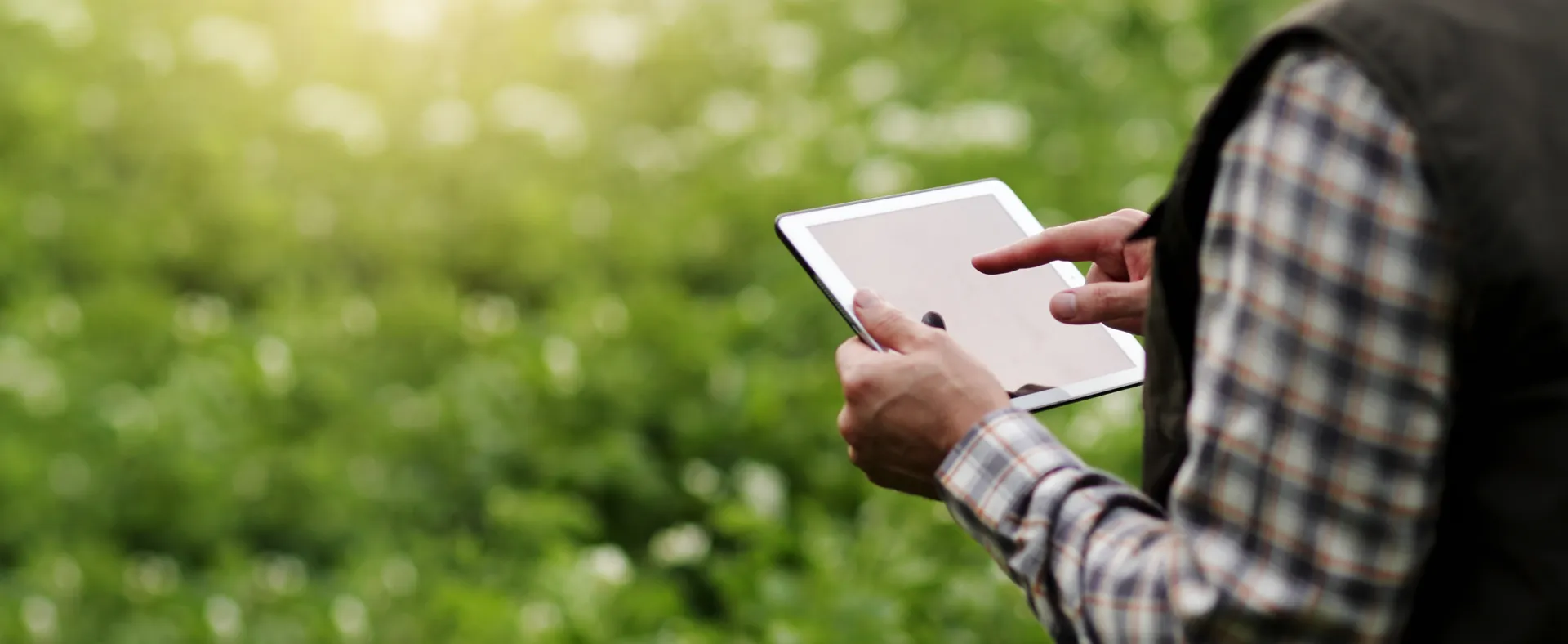 Die Devisieren App wird auf einem Tablet im Garten verwendet